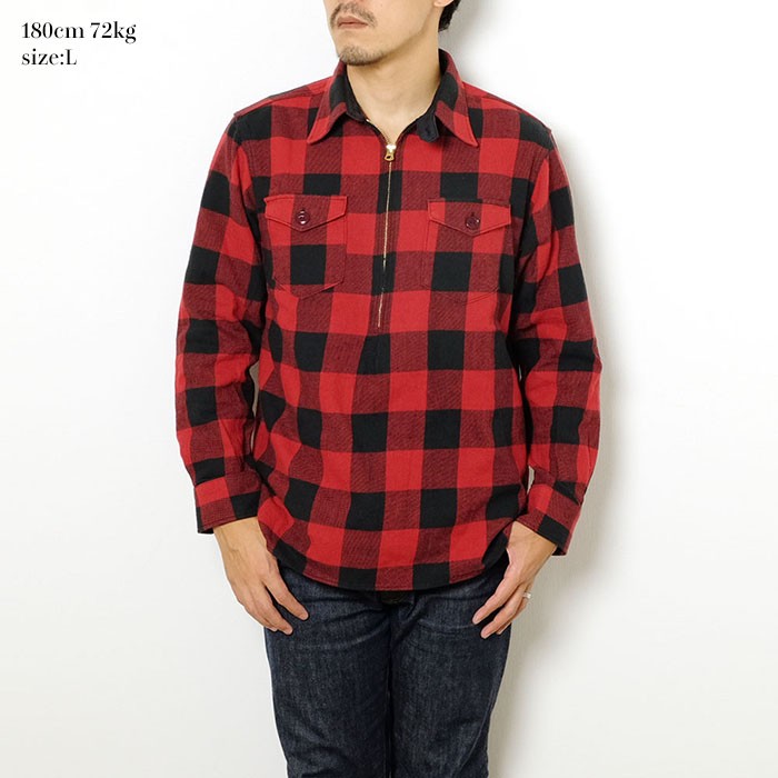 BURGUS PLUS（バーガスプラス） プルオーバー ジップシャツ ツイル