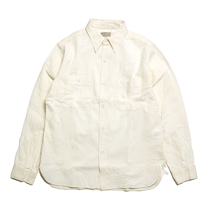 バズリクソンズ BUZZ RICKSON'S BR25996 ホワイト 長袖 シャンブレー ワークシャツ メンズ | ヒノヤ｜hinoya-ameyoko｜02