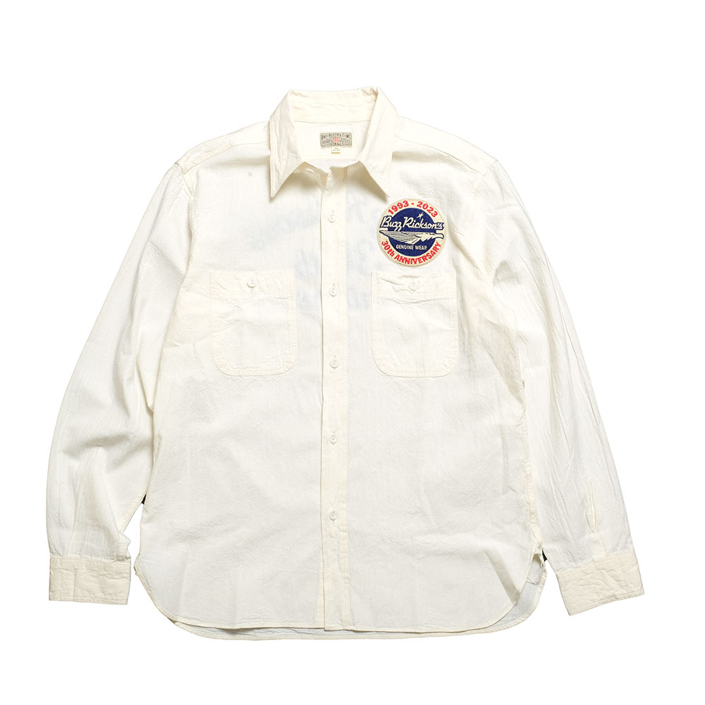 バズリクソンズ BUZZ RICKSON'S BR29185 30周年記念モデル ホワイトシャンブレー ワークシャツ | ヒノヤ HINOYA