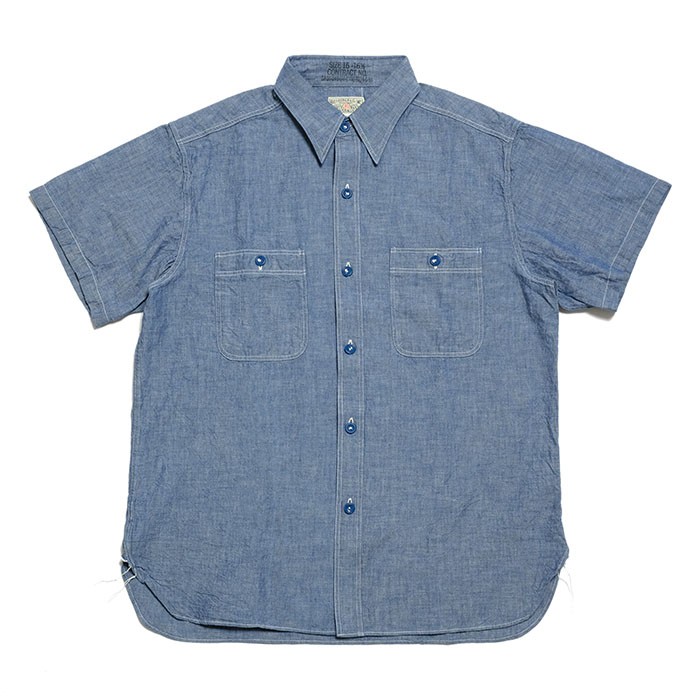 BUZZ RICKSON&apos;S（バズリクソンズ）　ブルーシャンブレー 半袖ワークシャツ　BR35856