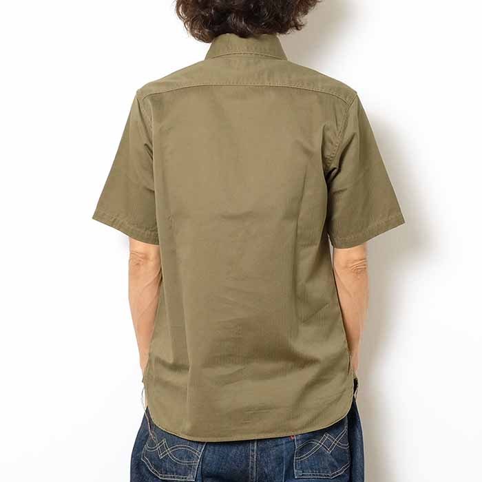 美品　バズリクソンズ　半袖ワークシャツ BUZZ RICKSON'S RICKSON'S（バズリクソンズ） ヘリンボーン 半袖
