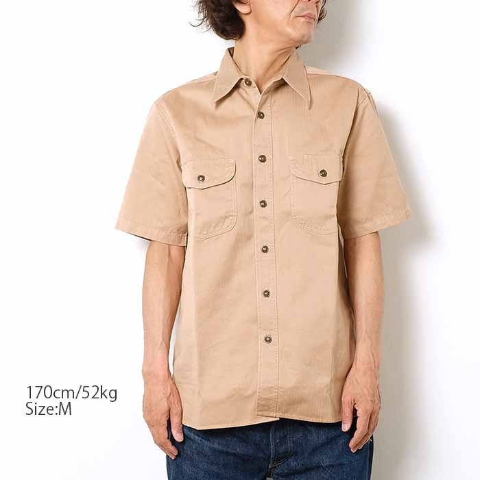 美品　バズリクソンズ　半袖ワークシャツ 半袖シャツ バズリクソンズ(BUZZ RICKSON'S) Cream(クリーム)