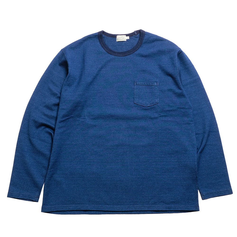 バーガスプラス BURGUS PLUS HBP-032-bd2-bl2-li2 ロングスリーブ インディゴ Tシャツ メンズ 無地 ボーダー | ヒノヤ HINOYA | BURGUS PLUS | 01