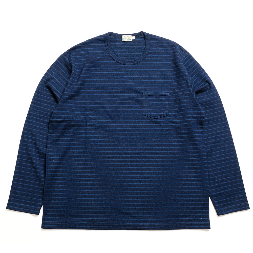 バーガスプラス BURGUS PLUS HBP-032-bd2-bl2-li2 ロングスリーブ インディゴ Tシャツ メンズ 無地 ボーダー | ヒノヤ HINOYA | BURGUS PLUS | 02