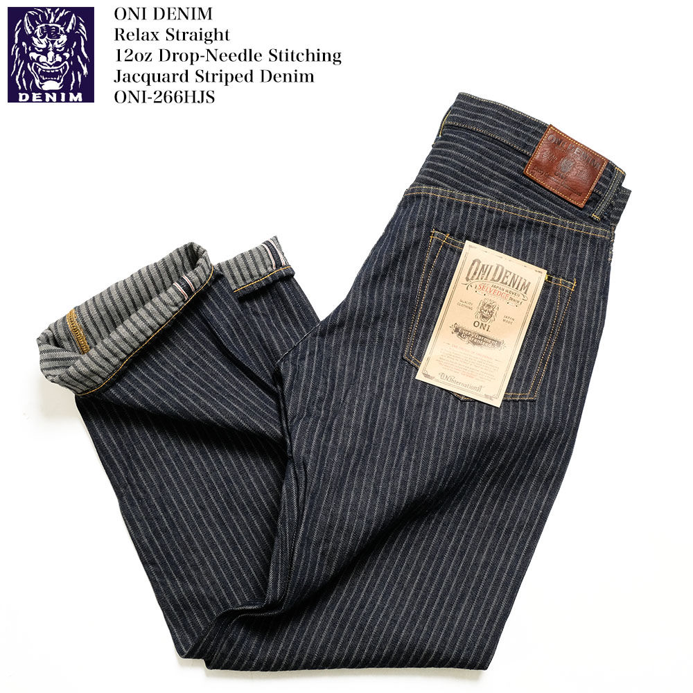 ONI DENIM ストレートデニム Lサイズ　バイカー　ウエスタン　アメカジ 鬼デニム ONI DENIM リラックスストレート 12oz 針抜きジャガード