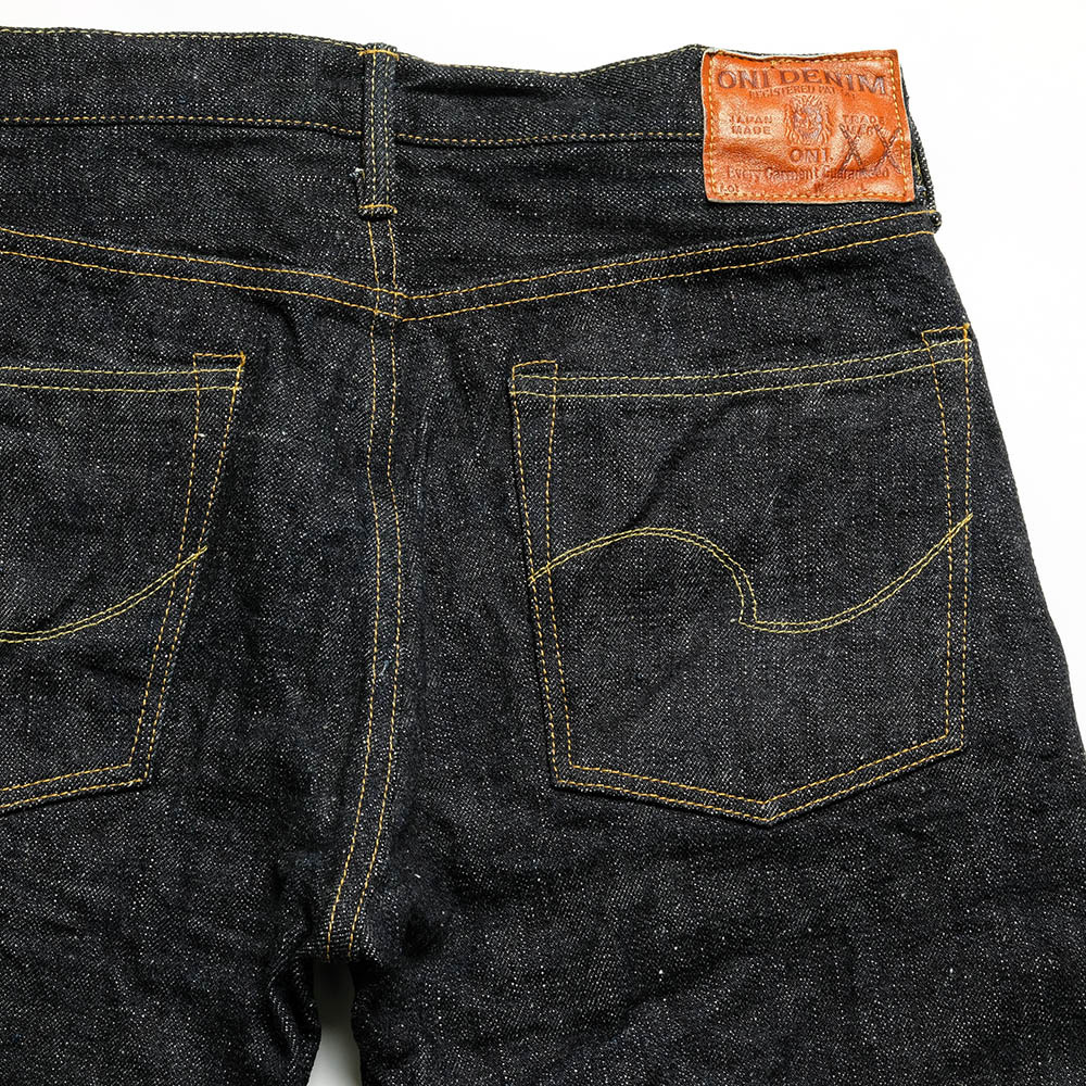 ONI DENIM ONI-585XX ジーンズ W86cm 濃紺 良品 革パッチ 34表記 鬼 