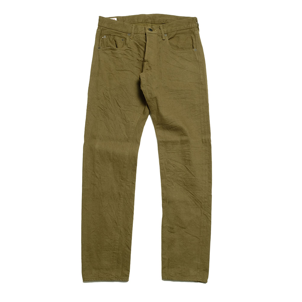 鬼デニム（ONI DENIM） リラックステーパード 12oz オリーブワープ