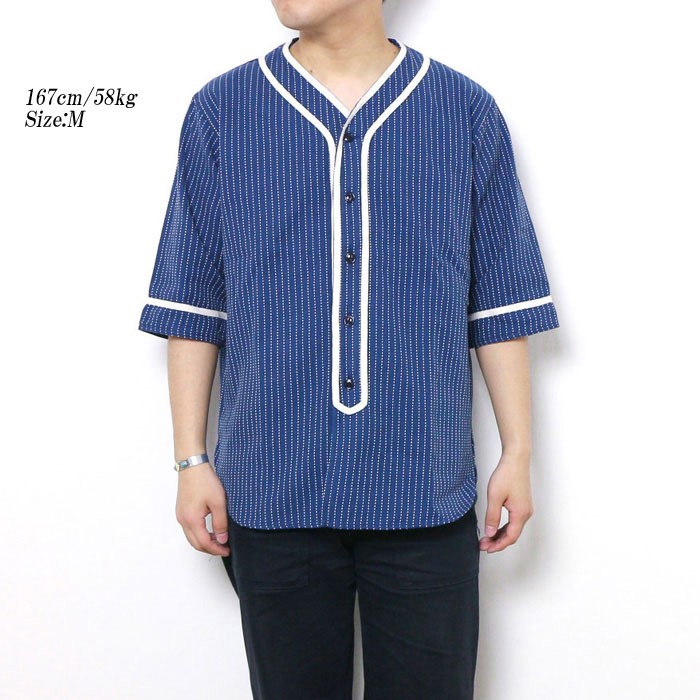 Sugar Cane Light ベースボールシャツ ストライプ XL sc37906-2.jpg