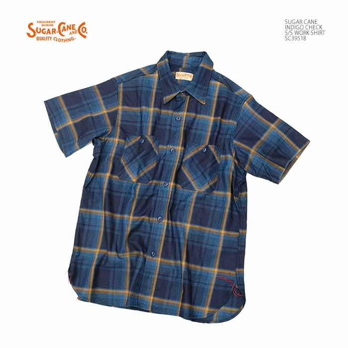 インディゴチェック半袖ワークシャツ SUGER CANE SC39518 シュガーケーン 東洋エンタープライズ sc39518-1.jpg