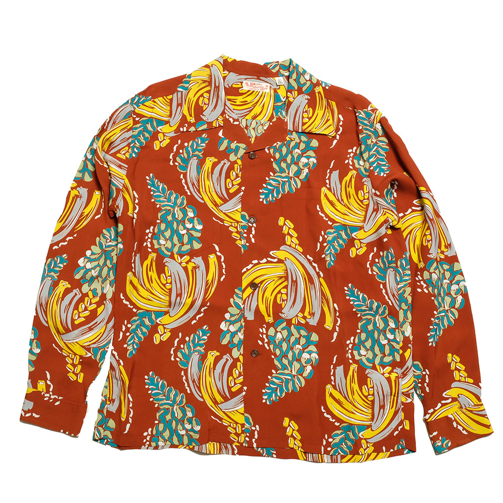SUN SURF ハワイアンプリント　長袖シャツ　Bshop SUNSURF(サンサーフ)レーヨン長袖アロハ『ALOHA HAWAII』アロハ