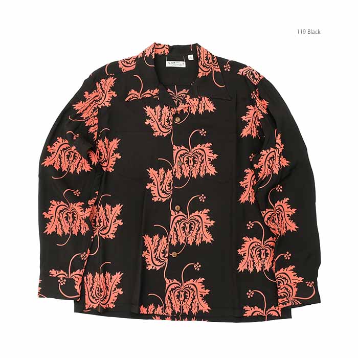 SUN SURF サンサーフ SS29402 長袖 レーヨン ハワイアンシャツ - CORAL
