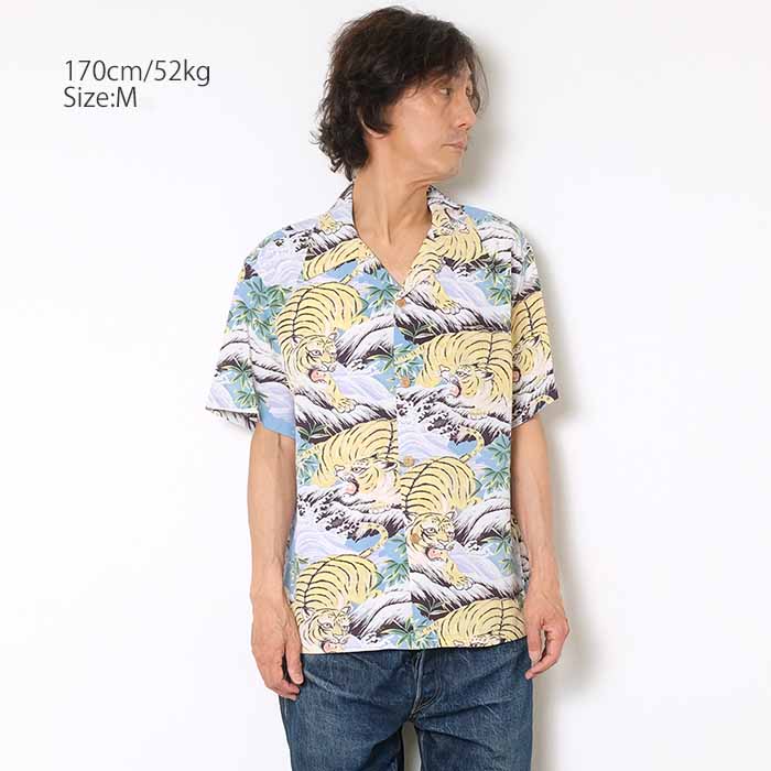 SUN SURF 獅子 レーヨン100% 半袖 アロハシャツ 和柄 size S SUN SURF 獅子 レーヨン100% 半袖 アロハシャツ 和柄 size S SUN