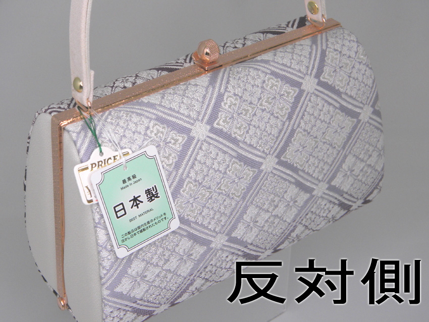 和装草履、バッグNo.4 草履バッグセット つづれ帯地菱格子紫 4-9 和装用和装バッグ M