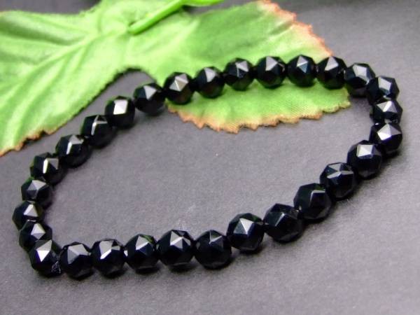 ≪g3-117≫6mm 5A スターカット モリオン 黒水晶 ブレス 鑑別済・本物