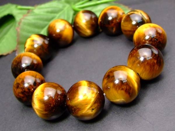 ≪32364D≫○18mm○A 黄虎目石 タイガーアイ○ブレスレット