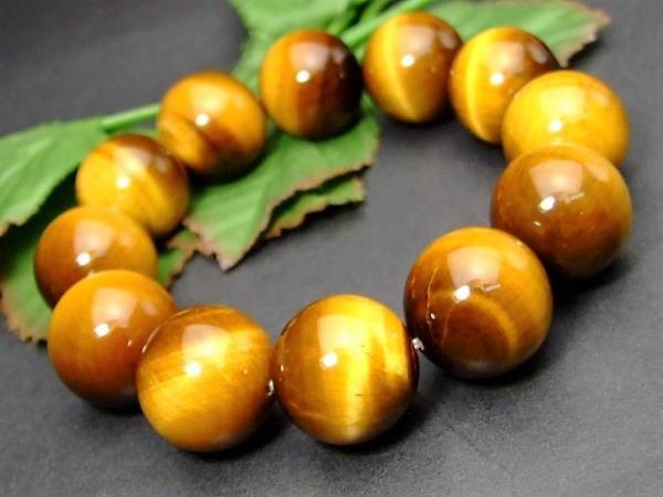 ≪32364F≫○鑑別済・本物保証○18mm○AAA 黄虎目石 タイガーアイ