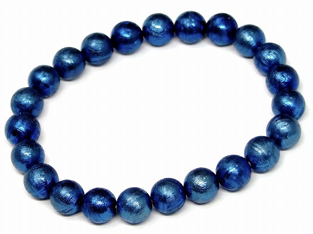 天然石 パワーストーン 23626F 8mm 5A ブルーギベオン 青色 鉄隕石