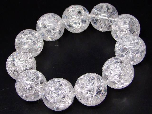 天然石 パワーストーン g3-1637F 虹入り クラック水晶 20mm 5A