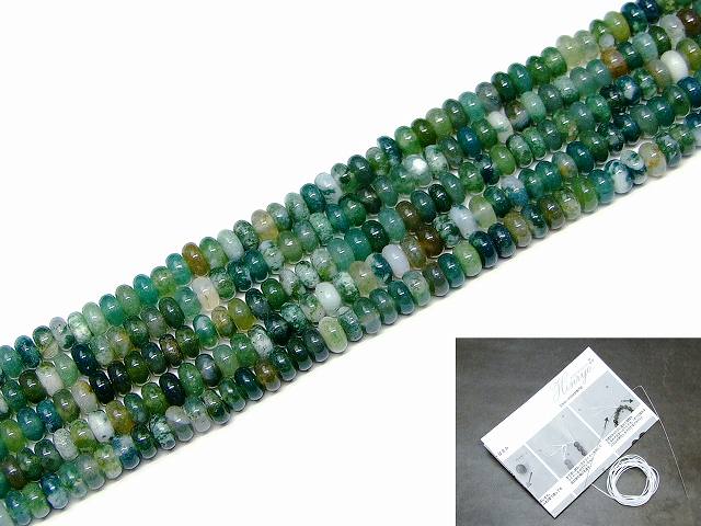 天然石 パワーストーン g3-160A モスアゲート 苔瑪瑙 4mm×2mm ソロバン