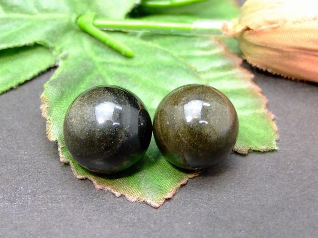 天然石 パワーストーン g3-392M ゴールド オブシディアン 16mm 5A 1粒