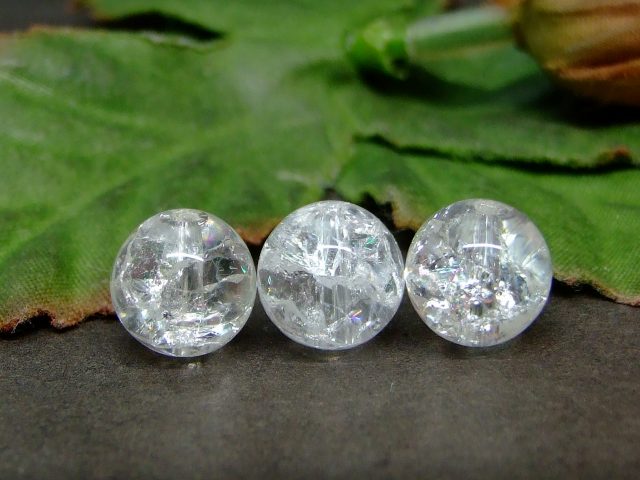 天然石 パワーストーン 62629 虹入り クラック水晶 10mm AA 1粒売り