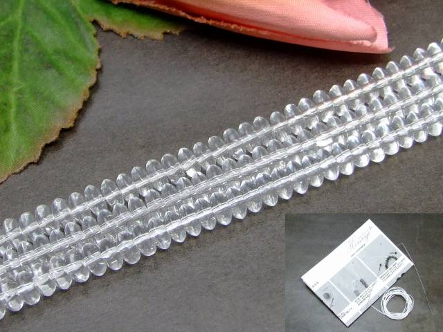 g3-295G 水晶 6mm×3mm そろばん ソロバン クリスタル クォーツ 1連35cm