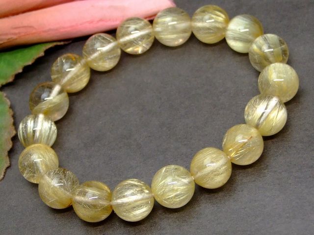 天然石 パワーストーン 65068 タイチンルチルクォーツ 針水晶 11mm