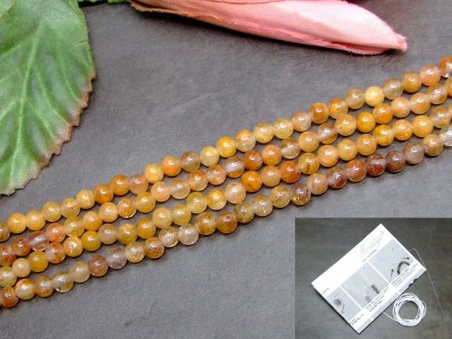 天然石 パワーストーン 64264 タイチンルチルクォーツ 針水晶 4mm 1連