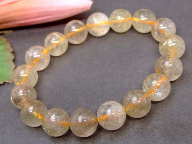 天然石 パワーストーン 64287 タイチンルチルクォーツ 針水晶 11mm 