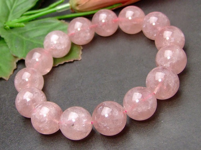 天然石 パワーストーン g3-659F 14mm A ストロベリークォーツ 苺水晶