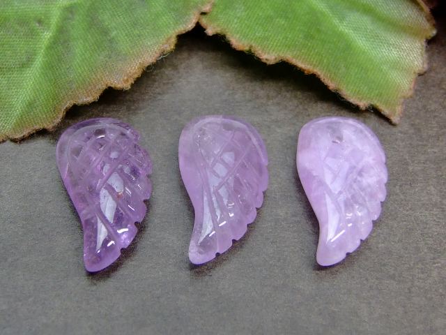 天然石 パワーストーン 64348 天使の羽 彫り 18mm×10mm 1個売り