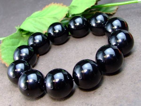 ≪g3-112M≫○18mm○A○モリオン 黒水晶○ブレスレット○内径17cm