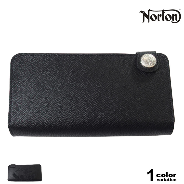 未使用Norton 牛革バイカーズロングウォレット ノートン（NORTON） 財布 本革 同色 刺繍 バイカーズ ウォレット 長