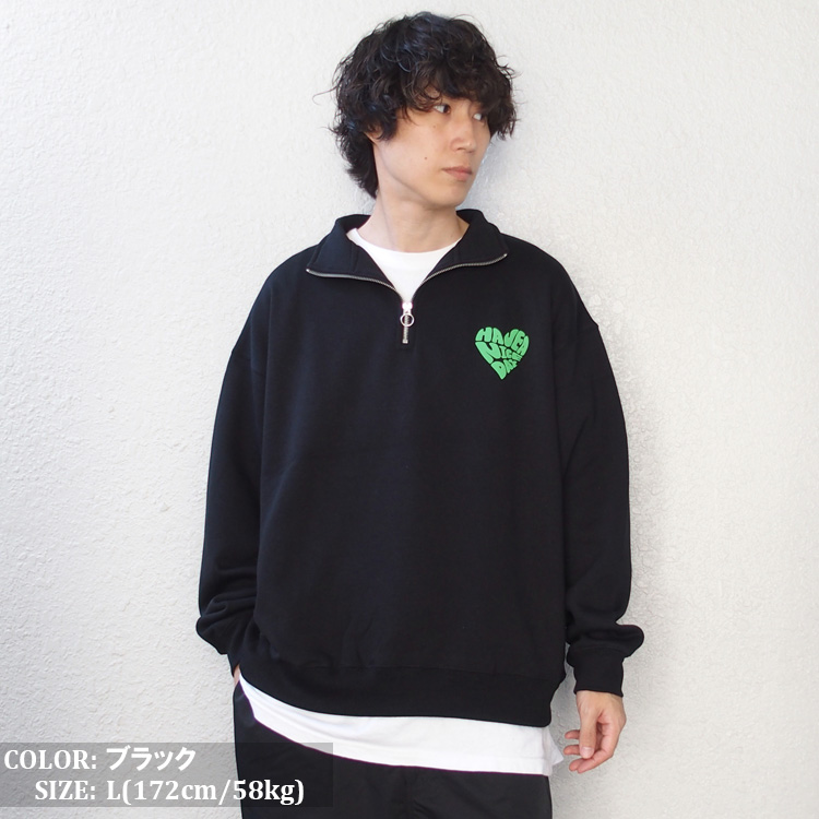 Jungle Storm ハーフジップ スウェット トレーナー ハートロゴ