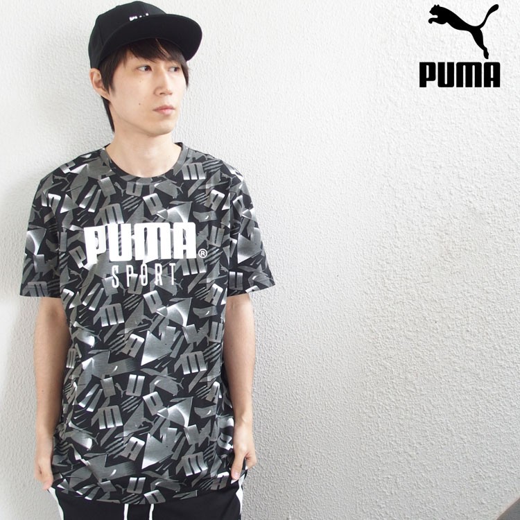 PUMA プーマ Tシャツ 半袖 メンズ 総柄 SPORT AOP 大きいサイズ対応 トップス