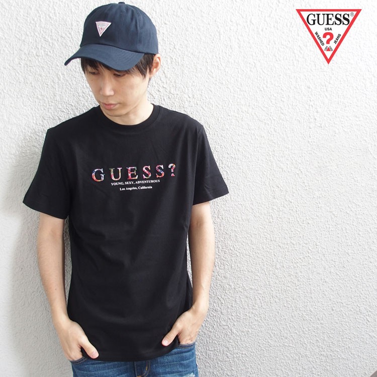 激レア GUESS ゲス Tシャツ 半袖 花柄 メンズ レディース 3D プリント トップス 国内正規別注品