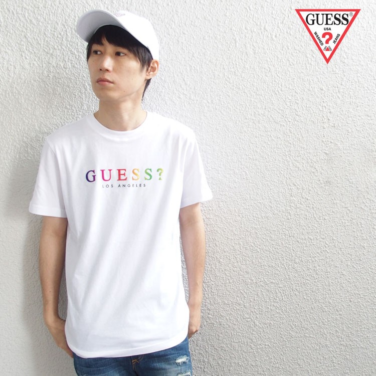 激レア GUESS ゲス Tシャツ 半袖 虹色 メンズ レディース レインボー