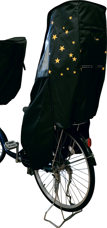 自転車 子供乗せ チャイルドシート レインカバー HIRO(ヒロ) 日本製 後ろ リア用 星柄 透明シート強化・撥水加工　 SCC-2201-STAR-02