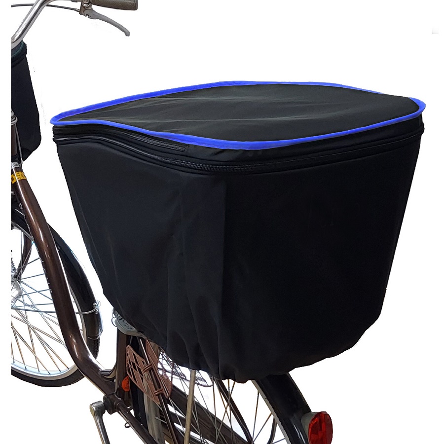 自転車 カゴカバー 後ろかご用  27リットル 2段式 hiro ヒロ 日本製 強撥水 フチカラー ブラックベース 縦開き 横開き |  | 06