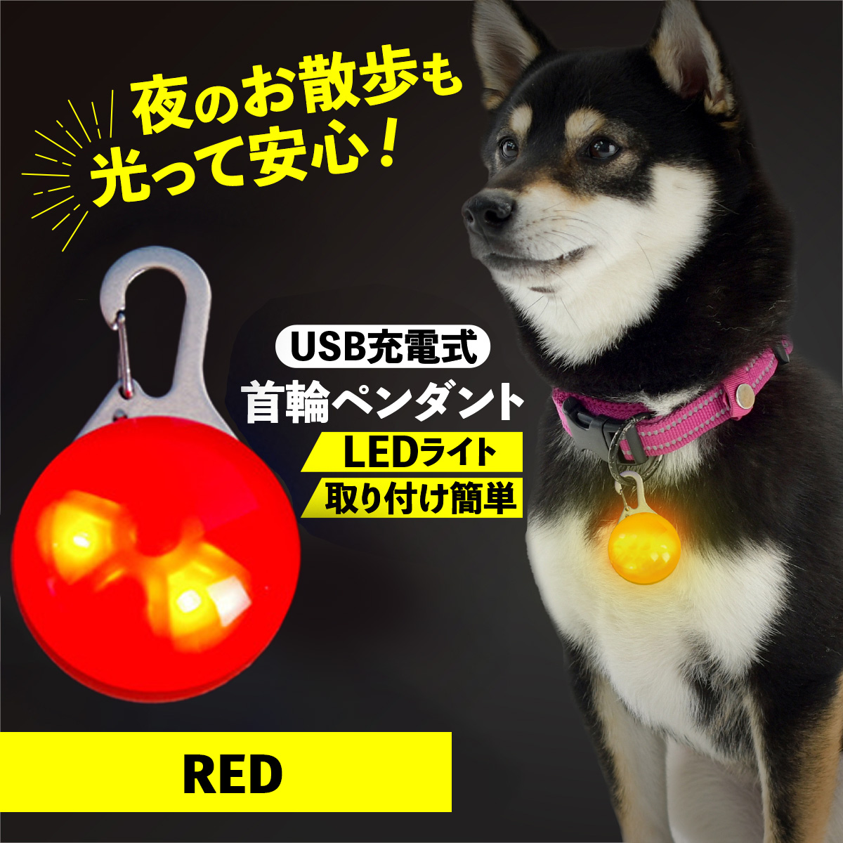 首輪 光る 光る首輪 犬 LED ペンダント 充電式 USB ライト ランニング ウォーキング 散歩 事故防止 ペット