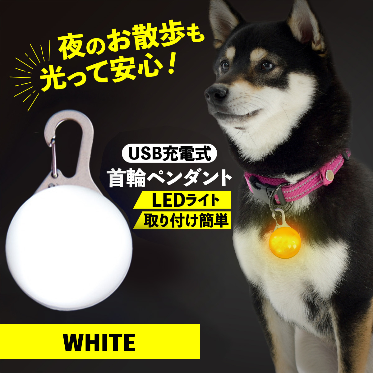 首輪 光る 光る首輪 犬 LED ペンダント 充電式 USB ライト ランニング ウォーキング 散歩 事故防止 ペット