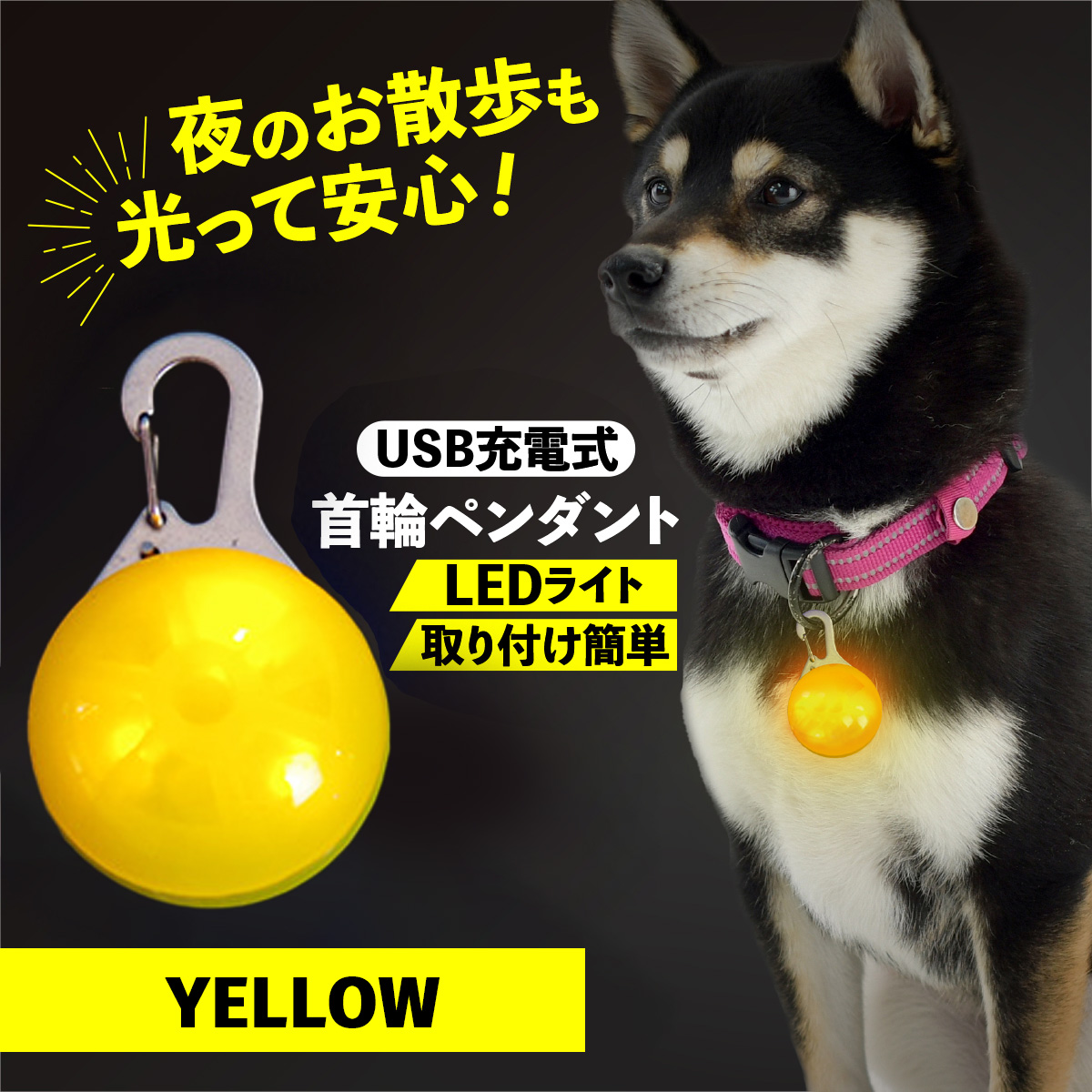 首輪 光る 光る首輪 犬 LED ペンダント 充電式 USB ライト ランニング ウォーキング 散歩 事故防止 ペット