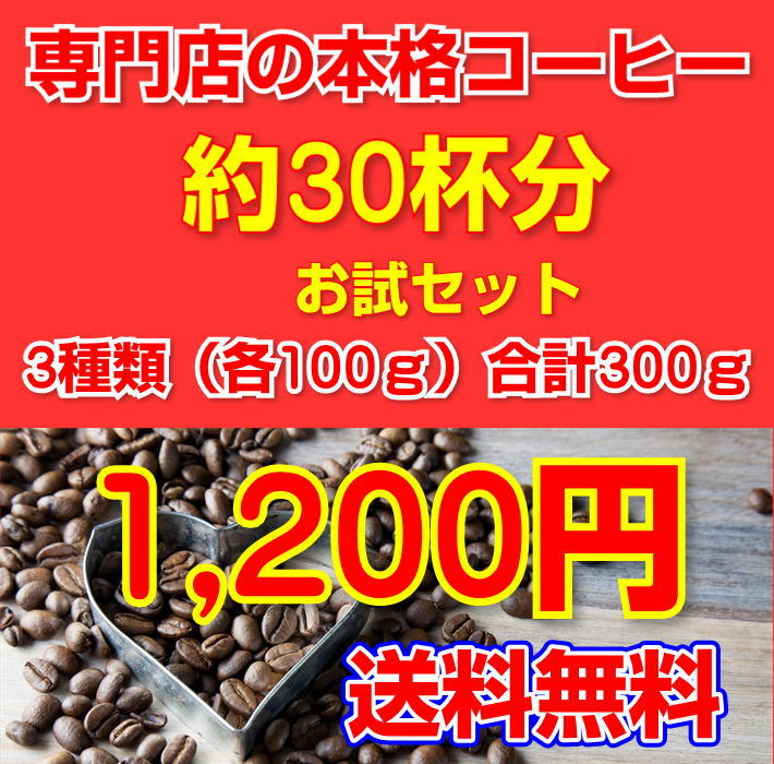 ポイント消化 珈琲 コーヒー 福袋 送料無料 コーヒー豆 「お試しコーヒー福袋」1,200円でたっぷり300g（約30杯分） コーヒー 