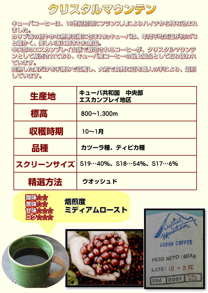自家焙煎コーヒー「クリスタルマウンテン」500g : 広島珈琲