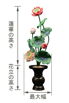 常花 仏具 常花蓮華 7号9本立て 軽合金 極彩色 1対 : 仏壇・位牌・神棚