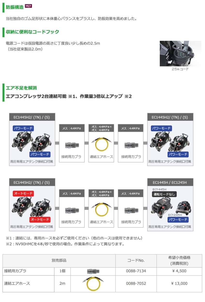 HiKOKI（ハイコーキ） 期間・数量限定 日立工機 EC1445H2(S) 高圧エア