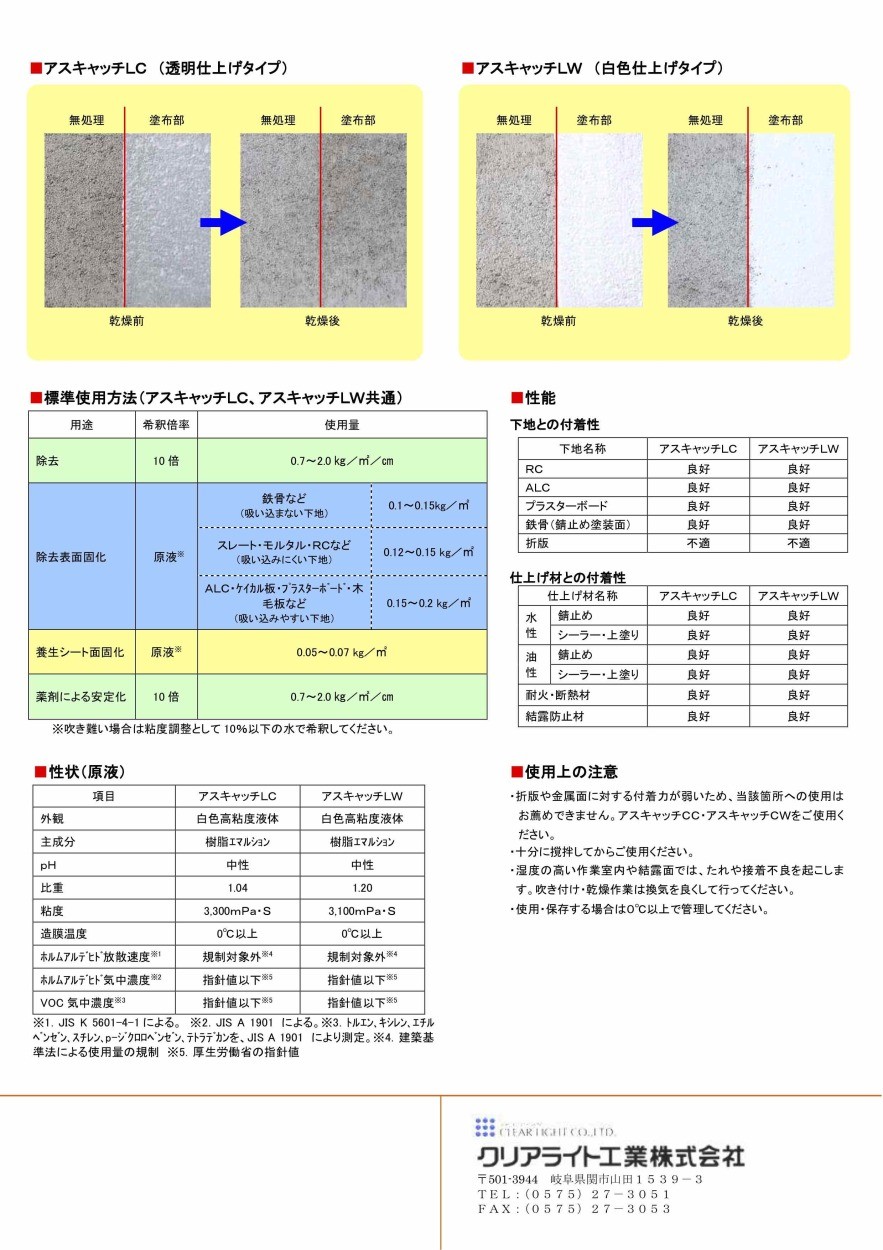 アスベスト処理剤 アスキャッチ LC 18kg :hitnet-0372:ヒットネット - 通販 - Yahoo!ショッピング