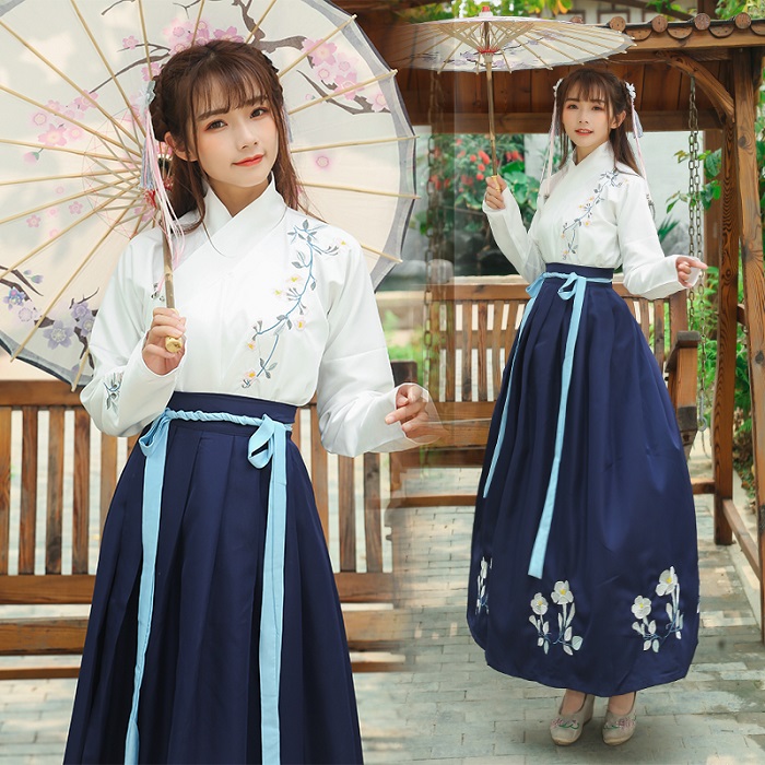 漢服 ハンフー 爽やかな ツーピース ドレス Lサイズ 中国伝統衣装 中華