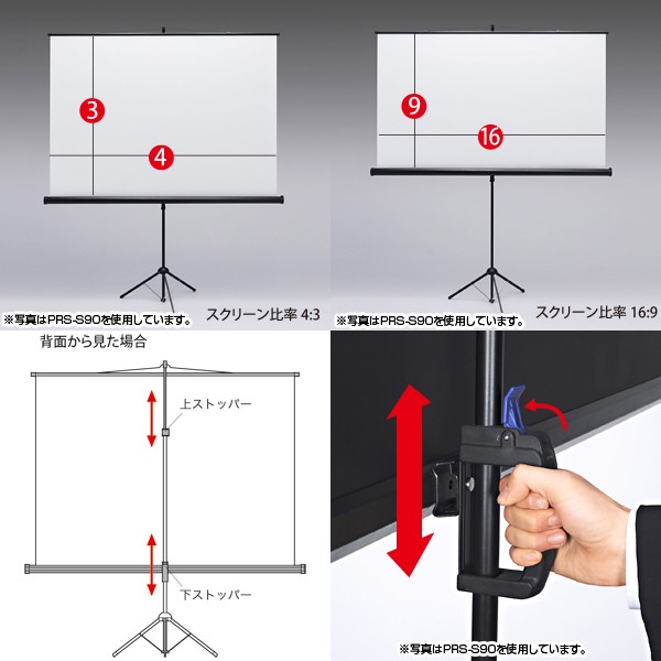 サンワサプライ プロジェクタースクリーン(三脚式) PRS-S80
