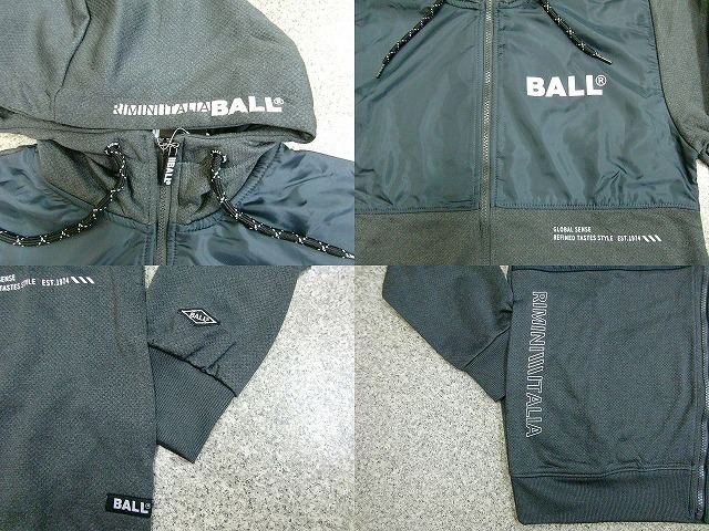 BALL パーカー ボール フルジップパーカー メンズ アメカジ イタリアン カジュアル かっこいい 切り替え ロゴ あったか 裏起毛 ZIPパーカー  ジャケット